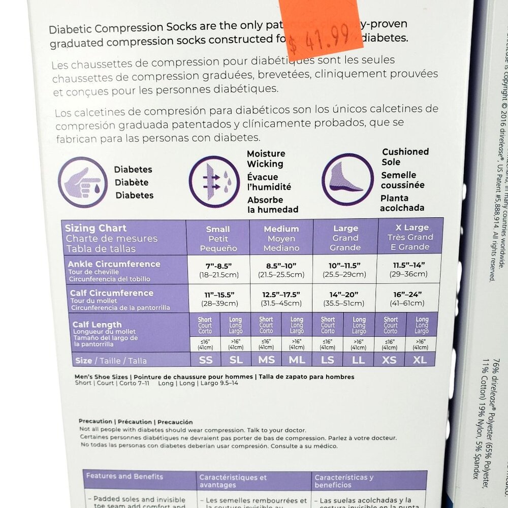 NEW Sigvaris 2 Pairs White Knee High Men Diabetic Compression Socks 18-25mmHg ML - Picture 5 of 8
